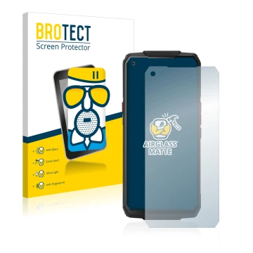 Vorderseite einer Produktverpackung mit dem Markenlogo BROTECT. Daneben ist das Gerät Oukitel WP7 mit dem zugehörigen Displays