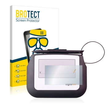 Vorderseite einer Produktverpackung mit dem Markenlogo BROTECT. Daneben ist das Gerät Signotec Signature Sigma Lite mit dem zu