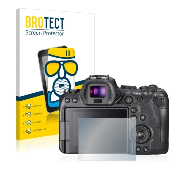 Vorderseite einer Produktverpackung mit dem Markenlogo BROTECT. Daneben ist das Gerät Sony A7S III mit dem zugehörigen Display