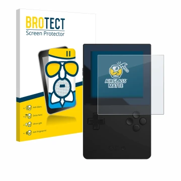 Vorderseite einer Produktverpackung mit dem Markenlogo BROTECT. Daneben ist das Gerät Analogue Pocket mit dem zugehörigen Disp