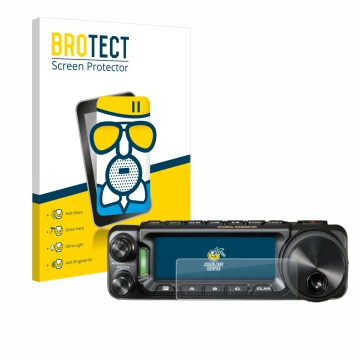 Vorderseite einer Produktverpackung mit dem Markenlogo BROTECT. Daneben ist das Gerät Yaesu FT-891 mit dem zugehörigen Display