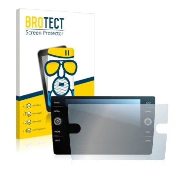 Vorderseite einer Produktverpackung mit dem Markenlogo BROTECT. Daneben ist das Gerät Volkswagen Tiguan Discover Media 8