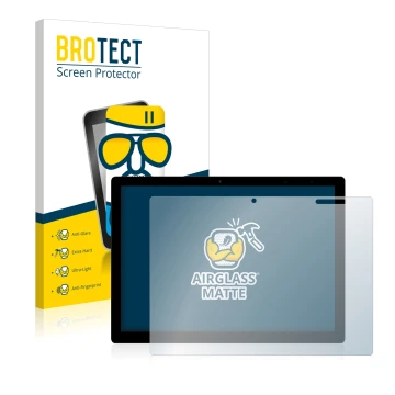 Vorderseite einer Produktverpackung mit dem Markenlogo BROTECT. Daneben ist das Gerät Chuwi UBook X mit dem zugehörigen Displa