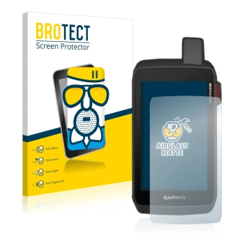 Vorderseite einer Produktverpackung mit dem Markenlogo BROTECT. Daneben ist das Gerät Garmin Montana 700i mit dem zugehörigen 