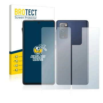 Vorderseite einer Produktverpackung mit dem Markenlogo BROTECT. Daneben ist das Gerät Samsung Galaxy S20 FE 5G (Display+Rückse