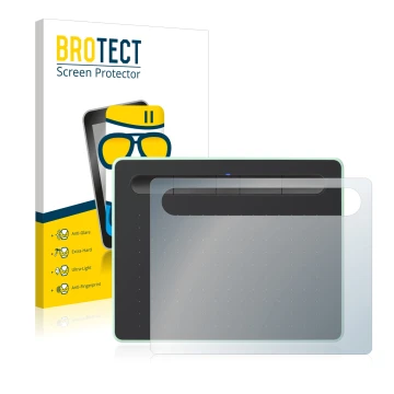 Vorderseite einer Produktverpackung mit dem Markenlogo BROTECT. Daneben ist das Gerät Wacom Intuos S Bluetooth mit dem zugehör