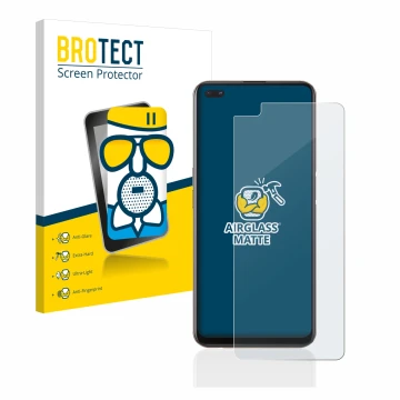 Vorderseite einer Produktverpackung mit dem Markenlogo BROTECT. Daneben ist das Gerät Oppo Reno 4 Z 5G mit dem zugehörigen Dis