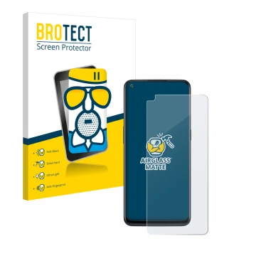 Vorderseite einer Produktverpackung mit dem Markenlogo BROTECT. Daneben ist das Gerät OnePlus Nord N10 5G mit dem zugehörigen 