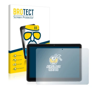 Vorderseite einer Produktverpackung mit dem Markenlogo BROTECT. Daneben ist das Gerät Wortmann Terra Pad 1006 mit dem zugehöri