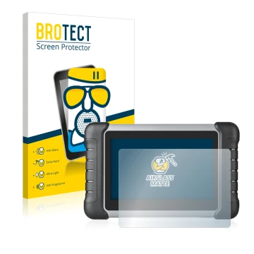 Vorderseite einer Produktverpackung mit dem Markenlogo BROTECT. Daneben ist das Gerät Autel MaxiCOM MK808 mit dem zugehörigen 