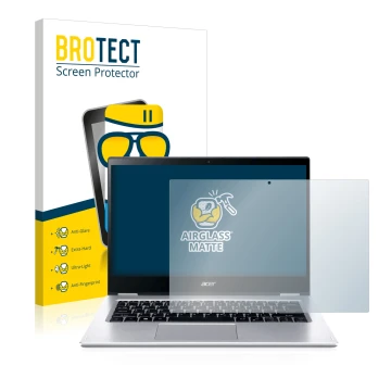 Vorderseite einer Produktverpackung mit dem Markenlogo BROTECT. Daneben ist das Gerät Acer Spin 3 SP314-54N mit dem zugehörige