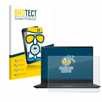 Vorderseite einer Produktverpackung mit dem Markenlogo BROTECT. Daneben ist das Gerät ASUS Rog Flow X13 2022 mit dem zugehörig