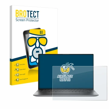 Vorderseite einer Produktverpackung mit dem Markenlogo BROTECT. Daneben ist das Gerät Dell Precision 15 5550 mit dem zugehörig