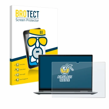 Vorderseite einer Produktverpackung mit dem Markenlogo BROTECT. Daneben ist das Gerät Lenovo ThinkPad X1 Yoga (6. Gen.) mit de