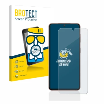 Vorderseite einer Produktverpackung mit dem Markenlogo BROTECT. Daneben ist das Gerät Samsung Galaxy S21 mit dem zugehörigen D