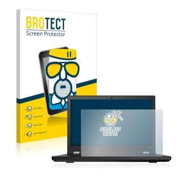 Vorderseite einer Produktverpackung mit dem Markenlogo BROTECT. Daneben ist das Gerät Lenovo ThinkPad P15 mit dem zugehörigen 