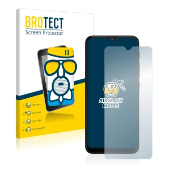 Vorderseite einer Produktverpackung mit dem Markenlogo BROTECT. Daneben ist das Gerät Motorola Moto G10 mit dem zugehörigen Di