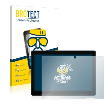 Vorderseite einer Produktverpackung mit dem Markenlogo BROTECT. Daneben ist das Gerät MEDION Lifetab E10802 mit dem zugehörige