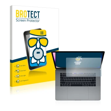 Vorderseite einer Produktverpackung mit dem Markenlogo BROTECT. Daneben ist das Gerät Apple MacBook Pro 15