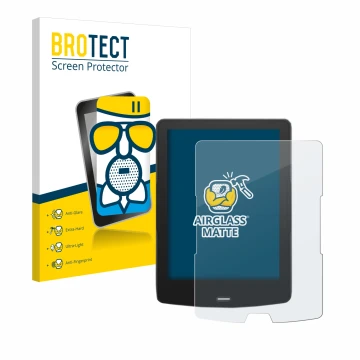 Vorderseite einer Produktverpackung mit dem Markenlogo BROTECT. Daneben ist das Gerät inkBOOK Calypso Plus mit dem zugehörigen