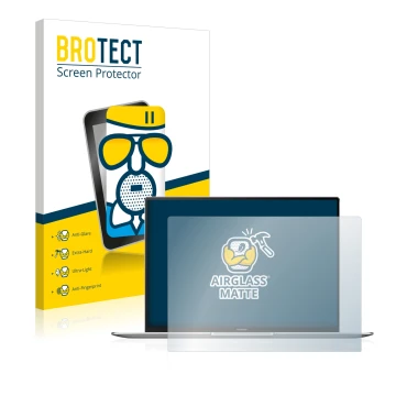 Vorderseite einer Produktverpackung mit dem Markenlogo BROTECT. Daneben ist das Gerät Huawei MateBook X Pro 2021 mit dem zugeh