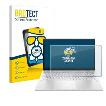 Vorderseite einer Produktverpackung mit dem Markenlogo BROTECT. Daneben ist das Gerät HP Pavilion x360 (15-erX) mit dem zugehö