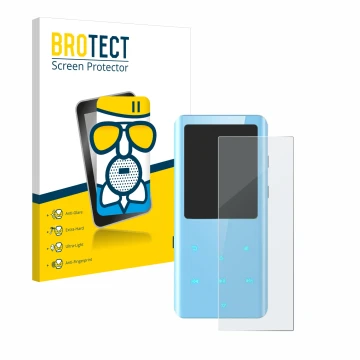 Vorderseite einer Produktverpackung mit dem Markenlogo BROTECT. Daneben ist das Gerät AGPtek A19X mit dem zugehörigen Displays