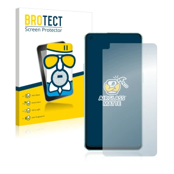 Vorderseite einer Produktverpackung mit dem Markenlogo BROTECT. Daneben ist das Gerät Oppo Reno 6 5G mit dem zugehörigen Displ