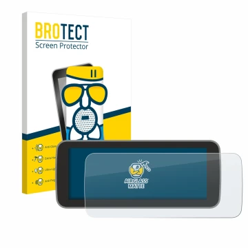 Vorderseite einer Produktverpackung mit dem Markenlogo BROTECT. Daneben ist das Gerät Fiat 500 E Uconnect 5 10