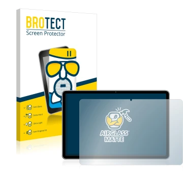 Vorderseite einer Produktverpackung mit dem Markenlogo BROTECT. Daneben ist das Gerät Huawei MatePad 11 (2021) mit dem zugehör