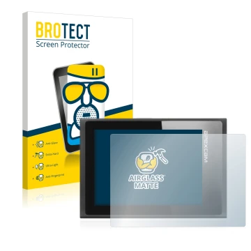 Vorderseite einer Produktverpackung mit dem Markenlogo BROTECT. Daneben ist das Gerät Apexcam ‎M80 Air mit dem zugehörigen Dis