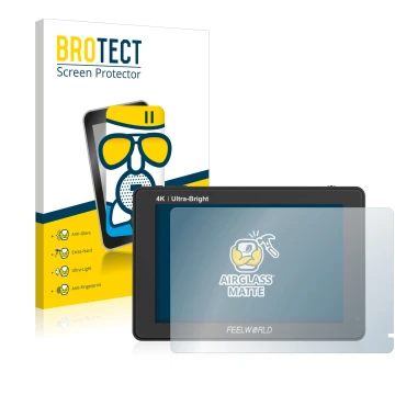 Vorderseite einer Produktverpackung mit dem Markenlogo BROTECT. Daneben ist das Gerät Feelworld LUT7 7