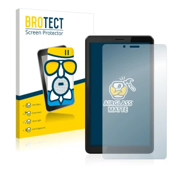 Vorderseite einer Produktverpackung mit dem Markenlogo BROTECT. Daneben ist das Gerät Lenovo Tab M7 (3. Gen.) mit dem zugehöri