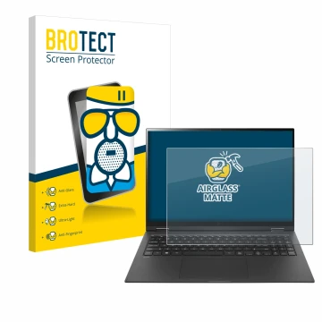 Vorderseite einer Produktverpackung mit dem Markenlogo BROTECT. Daneben ist das Gerät LG gram 16'' 2-in-1 Touch mit dem zugehö