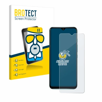 Vorderseite einer Produktverpackung mit dem Markenlogo BROTECT. Daneben ist das Gerät Wiko Power U30 mit dem zugehörigen Displ