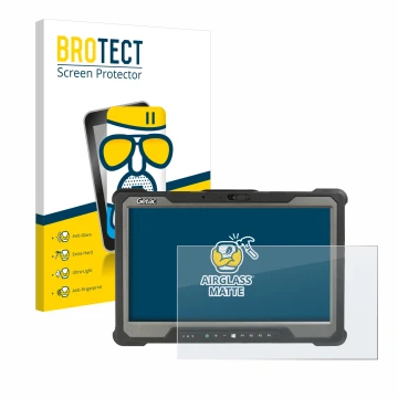 Vorderseite einer Produktverpackung mit dem Markenlogo BROTECT. Daneben ist das Gerät Getac A140 mit dem zugehörigen Displaysc