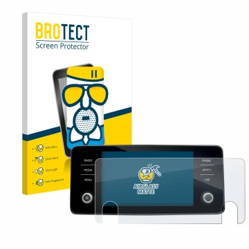 Vorderseite einer Produktverpackung mit dem Markenlogo BROTECT. Daneben ist das Gerät Skoda Bolero 2020 Infotainment System 8