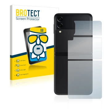 Vorderseite einer Produktverpackung mit dem Markenlogo BROTECT. Daneben ist das Gerät Samsung Galaxy Z Flip 3 5G (Rückseite) m