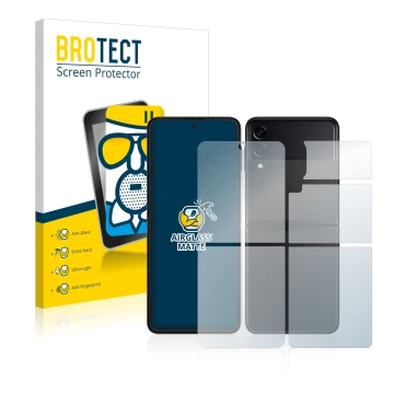 Vorderseite einer Produktverpackung mit dem Markenlogo BROTECT. Daneben ist das Gerät Samsung Galaxy Z Flip 3 5G (Display+Rück