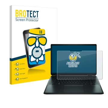 Vorderseite einer Produktverpackung mit dem Markenlogo BROTECT. Daneben ist das Gerät HP Spectre x360 16