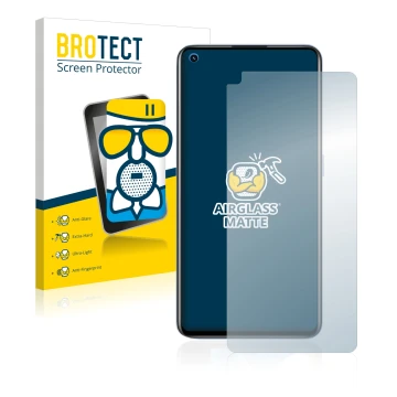 Vorderseite einer Produktverpackung mit dem Markenlogo BROTECT. Daneben ist das Gerät realme GT Neo 2 mit dem zugehörigen Disp