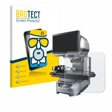 Vorderseite einer Produktverpackung mit dem Markenlogo BROTECT. Daneben ist das Gerät Keyence IM-8020 Glasplatte mit dem zugeh