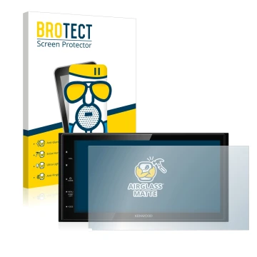 Vorderseite einer Produktverpackung mit dem Markenlogo BROTECT. Daneben ist das Gerät Kenwood DMX5020DABS mit dem zugehörigen 