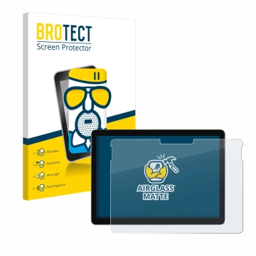 Vorderseite einer Produktverpackung mit dem Markenlogo BROTECT. Daneben ist das Gerät Microsoft Surface Go 3 mit dem zugehörig