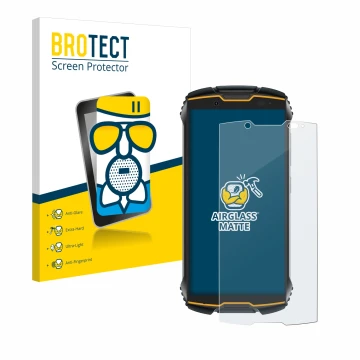 Vorderseite einer Produktverpackung mit dem Markenlogo BROTECT. Daneben ist das Gerät Cubot King Kong Mini 2 mit dem zugehörig
