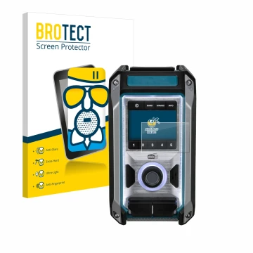 Vorderseite einer Produktverpackung mit dem Markenlogo BROTECT. Daneben ist das Gerät Makita DMR115 mit dem zugehörigen Displa