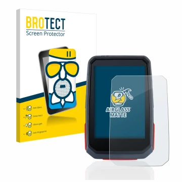 Vorderseite einer Produktverpackung mit dem Markenlogo BROTECT. Daneben ist das Gerät Sigma ROX 4.0 mit dem zugehörigen Displa