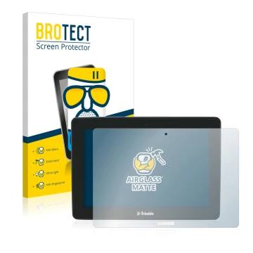 Vorderseite einer Produktverpackung mit dem Markenlogo BROTECT. Daneben ist das Gerät Trimble GFX-750 mit dem zugehörigen Disp