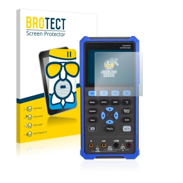 Vorderseite einer Produktverpackung mit dem Markenlogo BROTECT. Daneben ist das Gerät Owon HDS 200 Series mit dem zugehörigen 