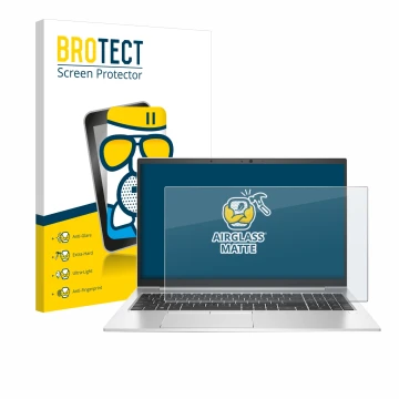 Vorderseite einer Produktverpackung mit dem Markenlogo BROTECT. Daneben ist das Gerät HP EliteBook 850 G7 mit dem zugehörigen 